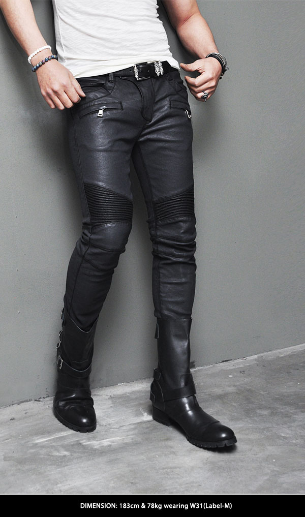 leather coated trousers